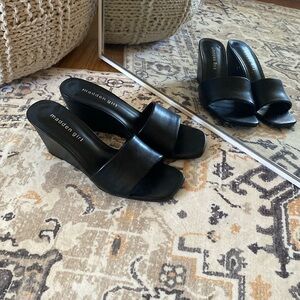 Madden Girl black wedge slides, size 8